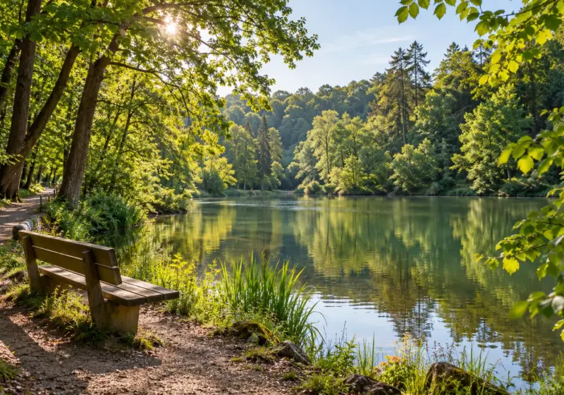 KI-Symbolbild: Ruhiger Parksee im Wald bei Stuttgart