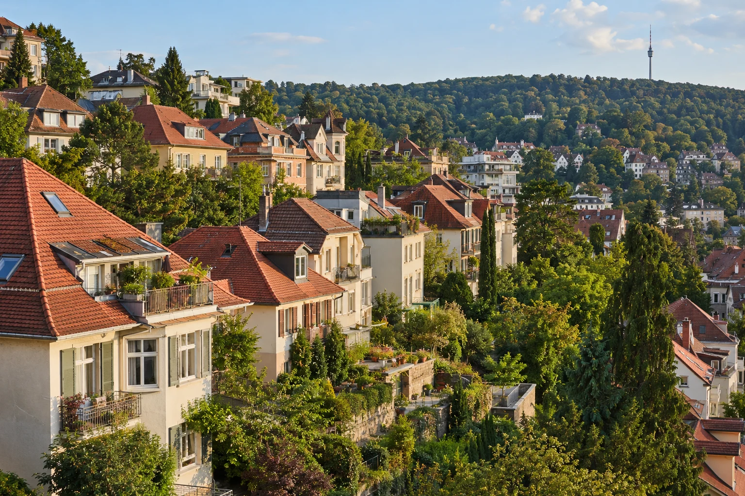 KI-Symbolbild: Wohnviertel an einem Stuttgarter Hang